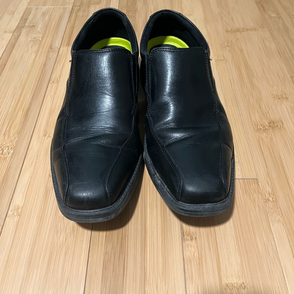 Clarks Black Leather Slip-On Loafers